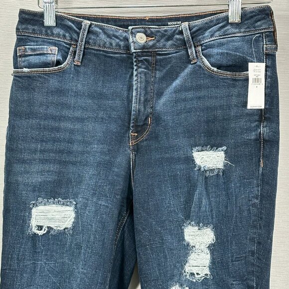 Old Navy Jeans Womens 8 Rockstar Super Skinny High Rise Distressed Ankle NEW - Picture 2 of 12